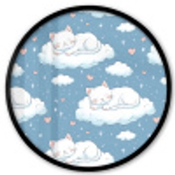 Kitten - Wolken - Blauw Fotolijst rond zonder passe partout klein 856 -3d