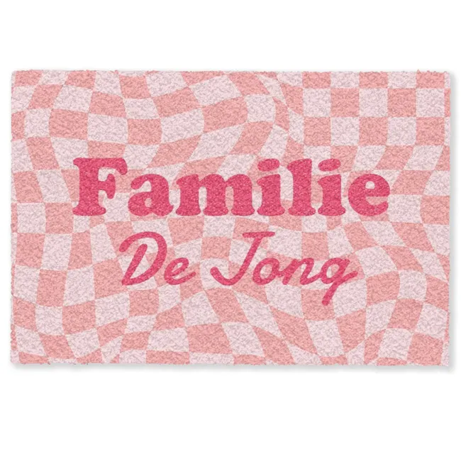 Gepersonaliseerde deurmat Familie - Roze