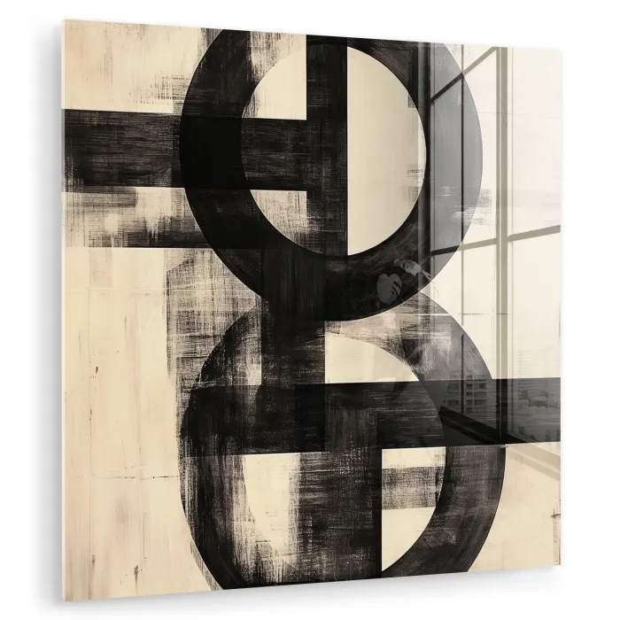 Cirkels - Balken - Zwart - Abstract plexiglas 5mm klein -zzzproduct_nieuw