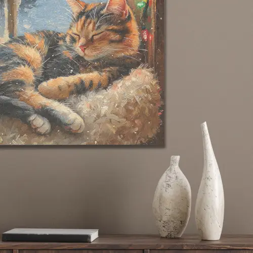 Kat - Kerst - Winter - Dier PET vilt klein -sfeer6_closeup