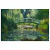 Brug - Hout - Vijver - Waterlelies poster papier klein -3d