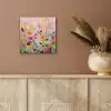 Schilderij - Bloemen - Abstract - Kleurrijk aluminium wit klein -sfeer4