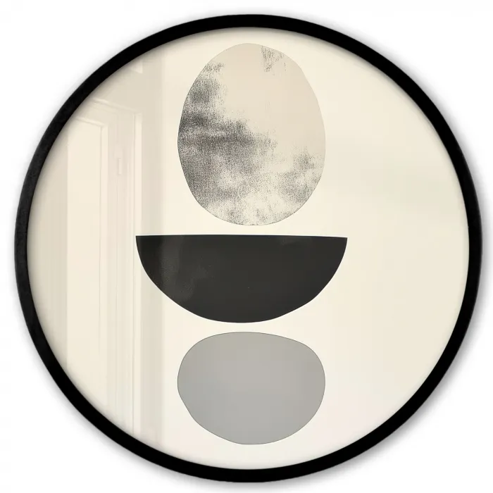 Beige - Japandi - Wabi sabi Fotolijst rond zonder passe partout klein -3d