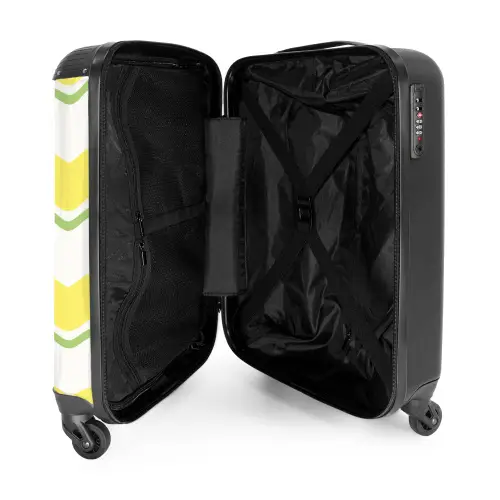 Golvende strepen in geel met groen NBS - Handbagage koffer - Kinderen Unisex middel -binnenkant
