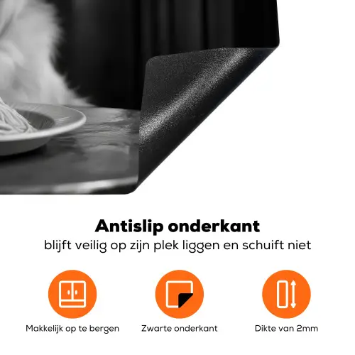 Golden Retriever - Hond - Vrolijk -  Bord spaghetti - Zwart - wit Inductie beschermer vinyl 3mm klein -zzzzzzz-td-onderkant