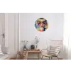 Zonnebril - Vrouw - Kleurrijk - Verfspetters Wandcirkel aluminium klein -woonkamer