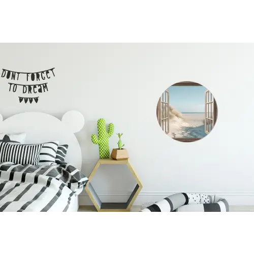 Doorkijk - Helmgras - Duinen - Zee - Landschap Wandcirkel aluminium klein -kinderkamer