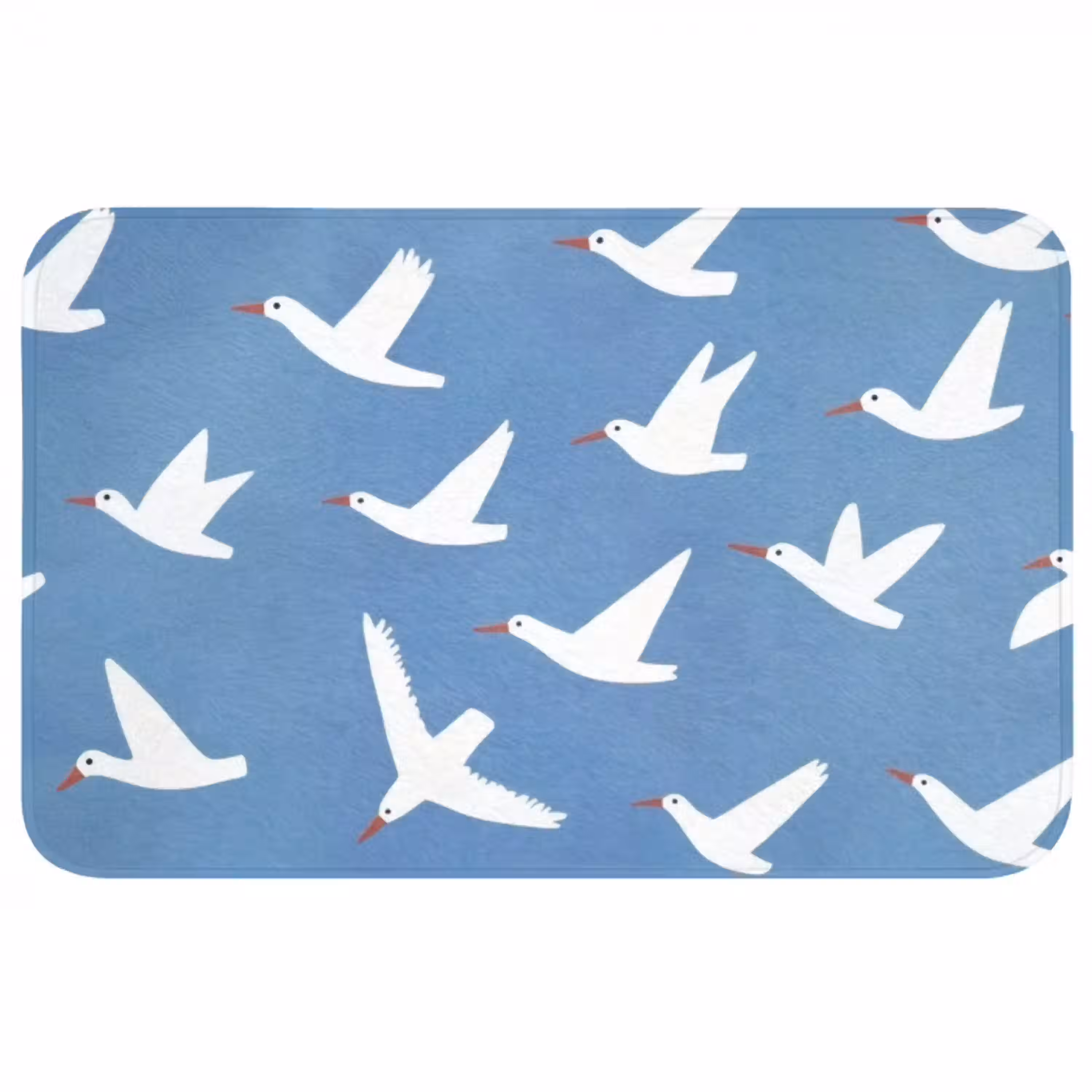 Vogels - Wit - Patroon WCmat middel -3d