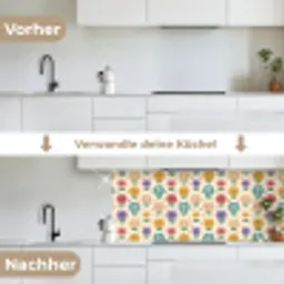 Bloemen - Hartjes - Kleurrijk keuken achterwand 2 middel 871 -voor-na_DE