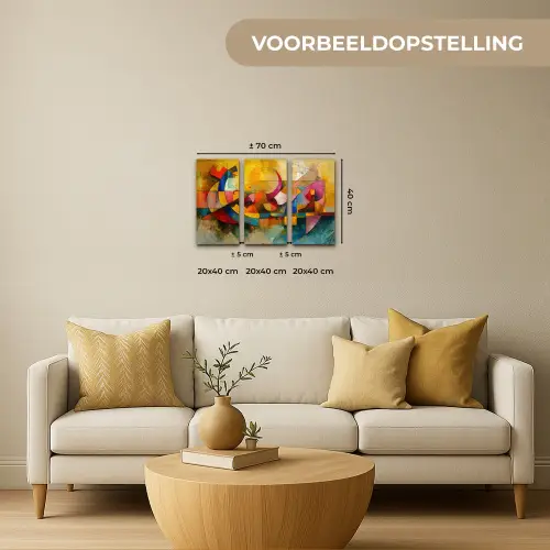 Kleurrijk - Geometrisch - Abstract Canvas - Meerluiken 3 luik klein -sfeer6-formaat