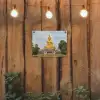 Boeddha - Buddha beeld - Goud - Religie tuinposter los doek klein -sfeer1