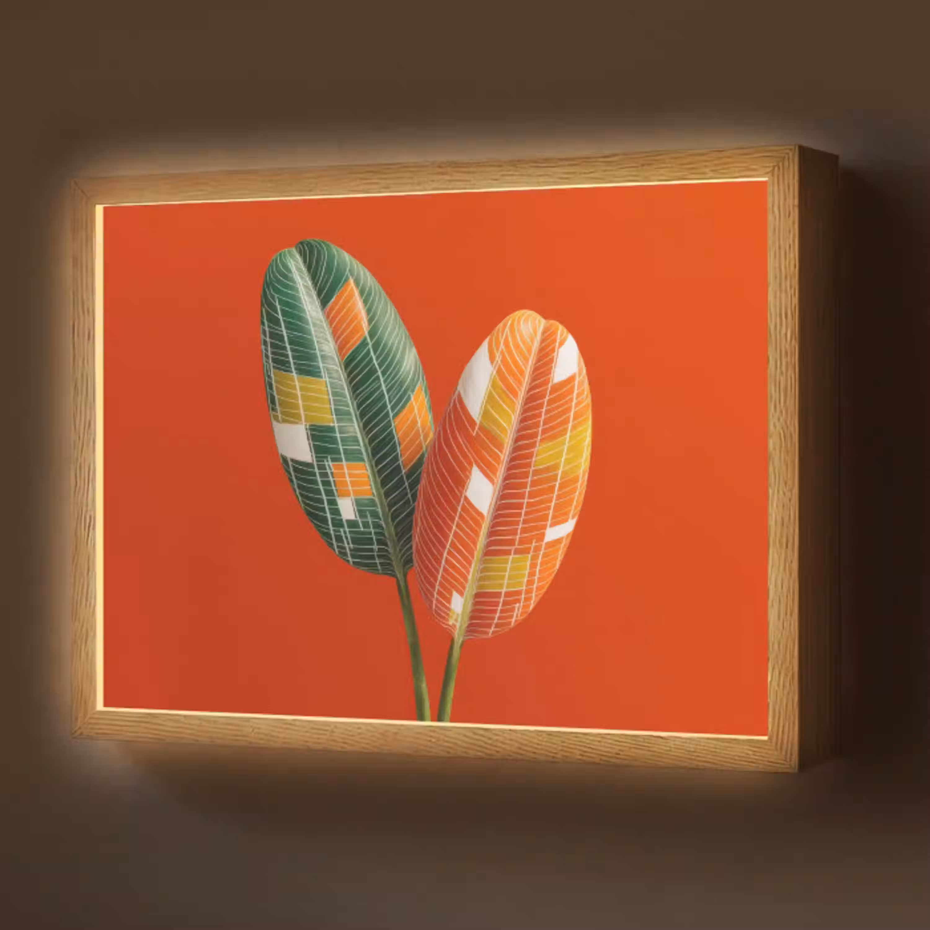 Bladeren - Ovaal - Mozaïek - Patroon Light Box met batterij (Wandlamp) middel -z3d_website