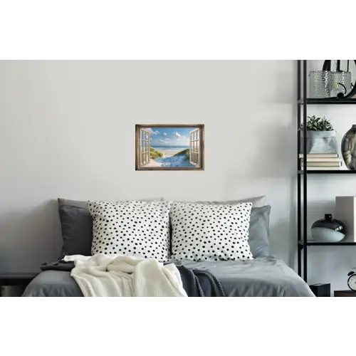 Doorkijk - Strand - Raam - Duinen - Zee Muursticker klein -slaapkamer