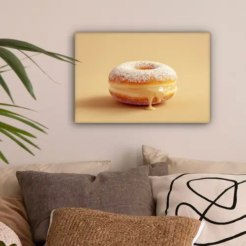 Donut - Romig - Poedersuiker - Beige canvas 2cm klein -sfeer1