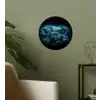 Wereldkaart - Bliksem - Blauw Wandcirkel behangsticker klein -sfeer2