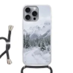 Weg - Bergen - Sneeuw - Naaldbos - Avontuurlijk Hoesje iPhone 16 Pro Max met koord klein -3d
