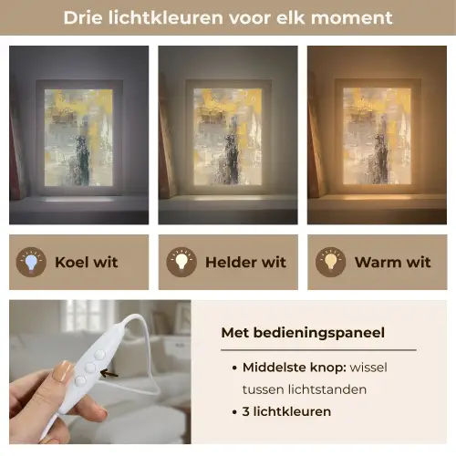 Abstract - Geel - Modern - Beige Light Box met kabel (Tafellamp) klein -USP_lichtkleurNL