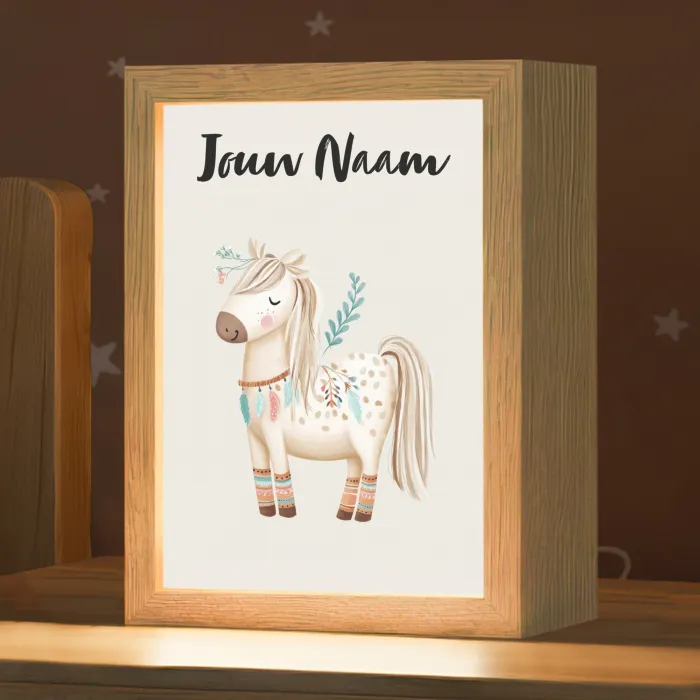 Pony - Lichtbruin - Vlekken - Veren Light Box met kabel (Kinderlampje) klein -zzz_3d_website