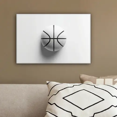 Basketbal - Wit - Schaduw - Lijnen canvas 2cm klein -sfeer3