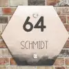 Aquarel - Beige - Modern Naambord Hexagon klein -sfeer2
