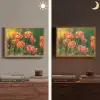 Bloemenveld - Zonnestralen - Oranje Light Box met batterij (Wandlamp) middel -sfeer3