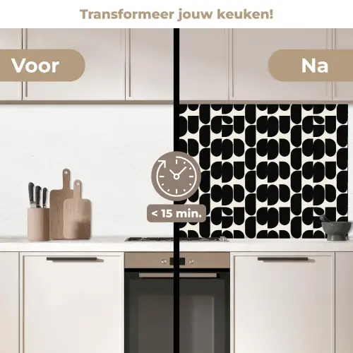 Modern - Patroon - Zwart keuken achterwand 2 middel 871 -voor-na2_NL