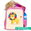 Leeuw - Manen - Kleurrijk Kinderrugzak - Roze middel -inhoud_NL
