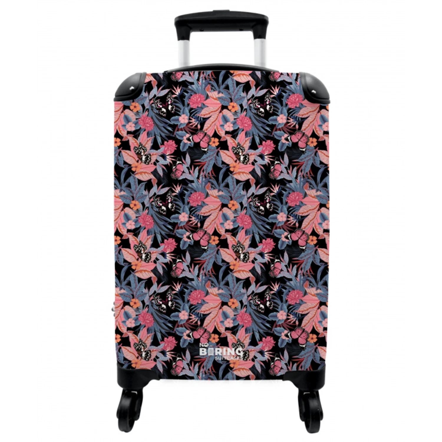 Tropisch vlinder patroon roze blauw NBS - Handbagage koffer - Vrouwen middel -3d