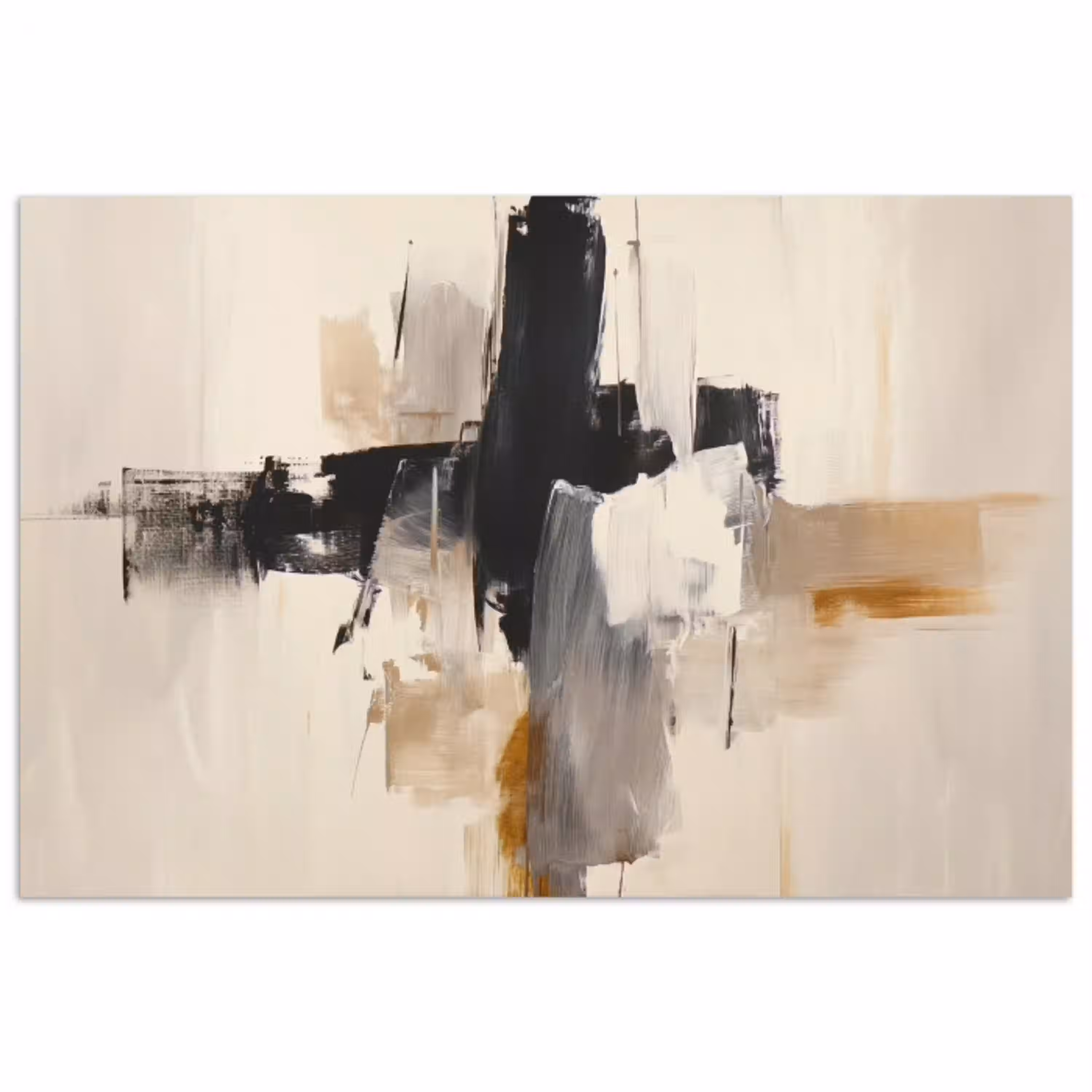 Penseelstreken - Ruw - Abstract - Beige poster papier klein -3d
