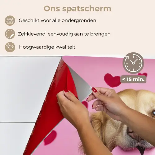 Hond - Kiss- Valentijn - Hartjes keuken achterwand spatscherm klein -spatscherm_NL