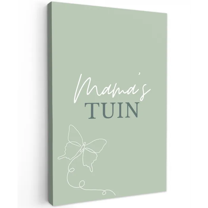Mama's Tuin met Vlinder Tuinposter op houten frame 2 cm dik klein -3d