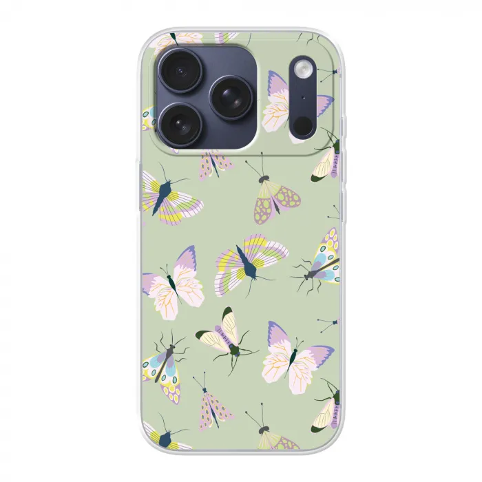 Vlinders - Insecten - Groen - Kleurrijk Telefoonhoesje iPhone 17 Pro klein -3d