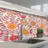 Bloemen - Design - Roze - Oranje keuken achterwand 2 middel 871 -3d_schuin