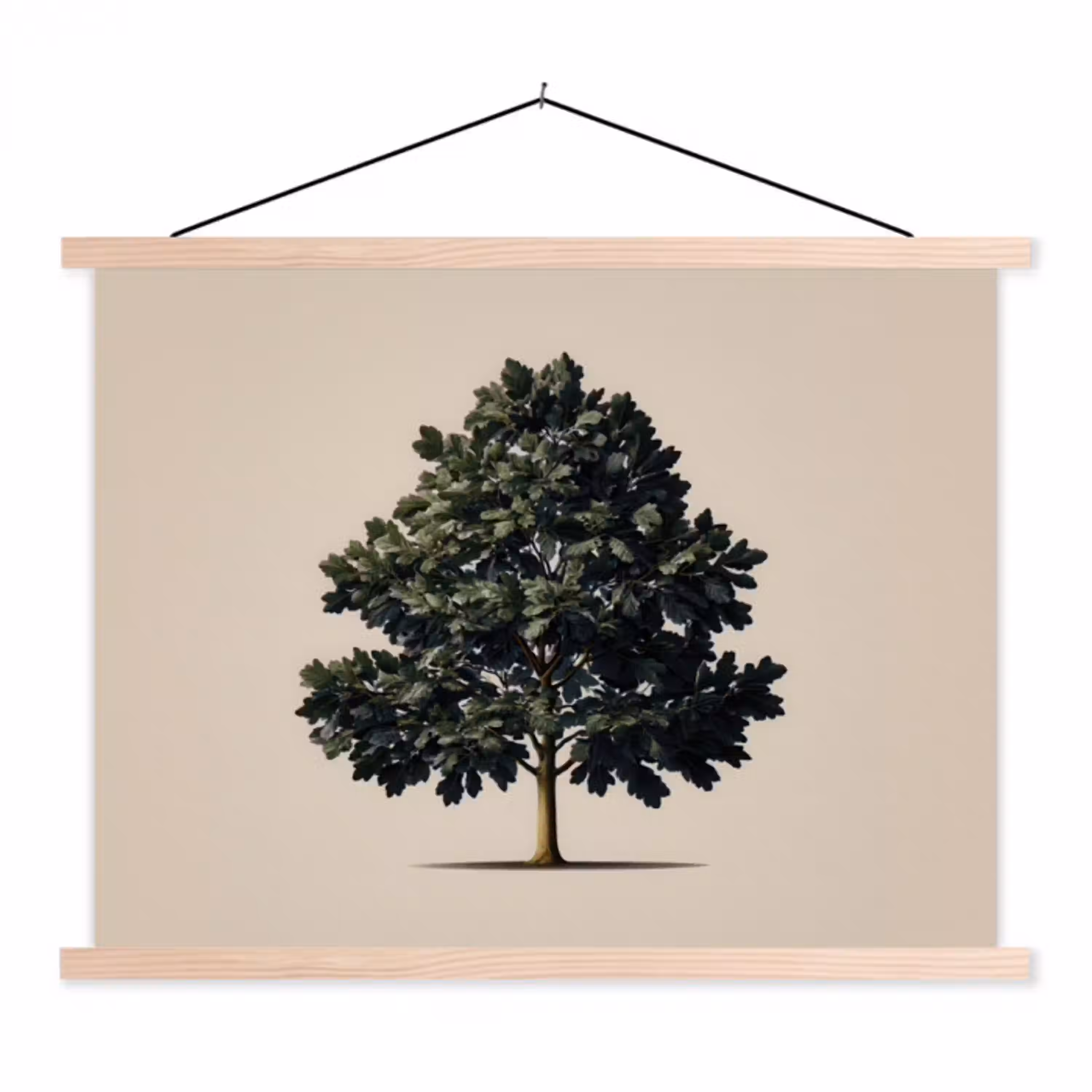 Eikenboom - Schaduw - Egaal textielposter latten blank klein -3d