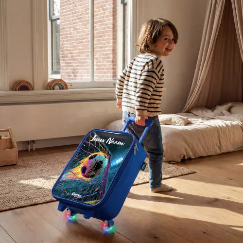 Neon - Net - Voetbal - Kleurrijk Kinderkoffer - Blauw klein -sfeer1