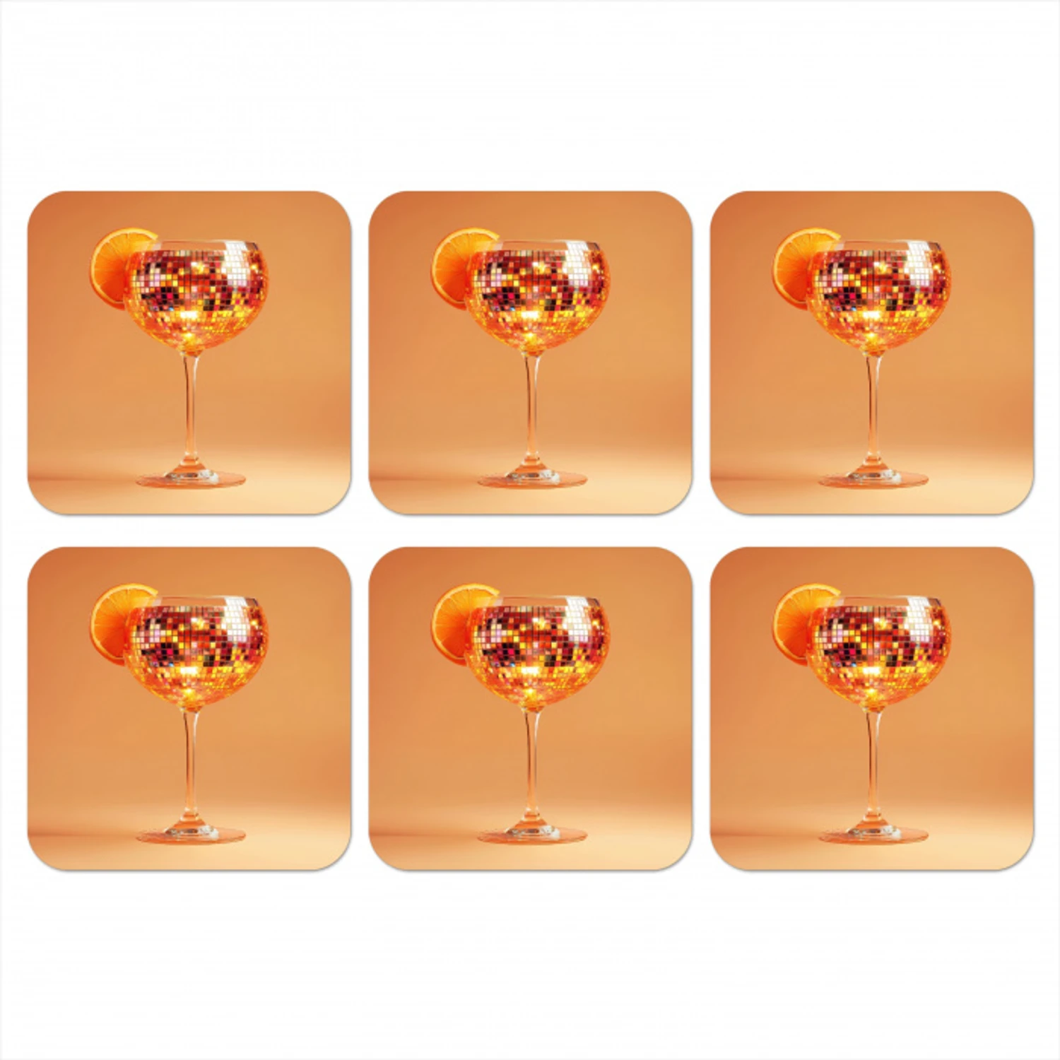 Drank - Oranje - Glitter - Disco onderzetter kurk middel -3d