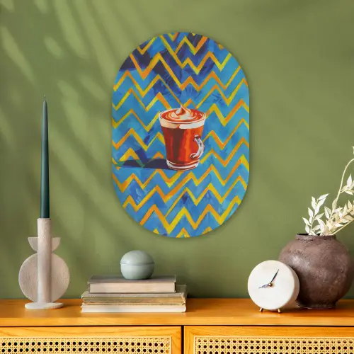 Mok - Koffie - Zigzag - Slagroom Wandcirkel Ovaal Forex klein -sfeer2