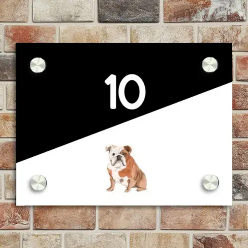 Zwart wit - Huisdier - Engelse bulldog Naambord Rechthoek middel -sfeer3