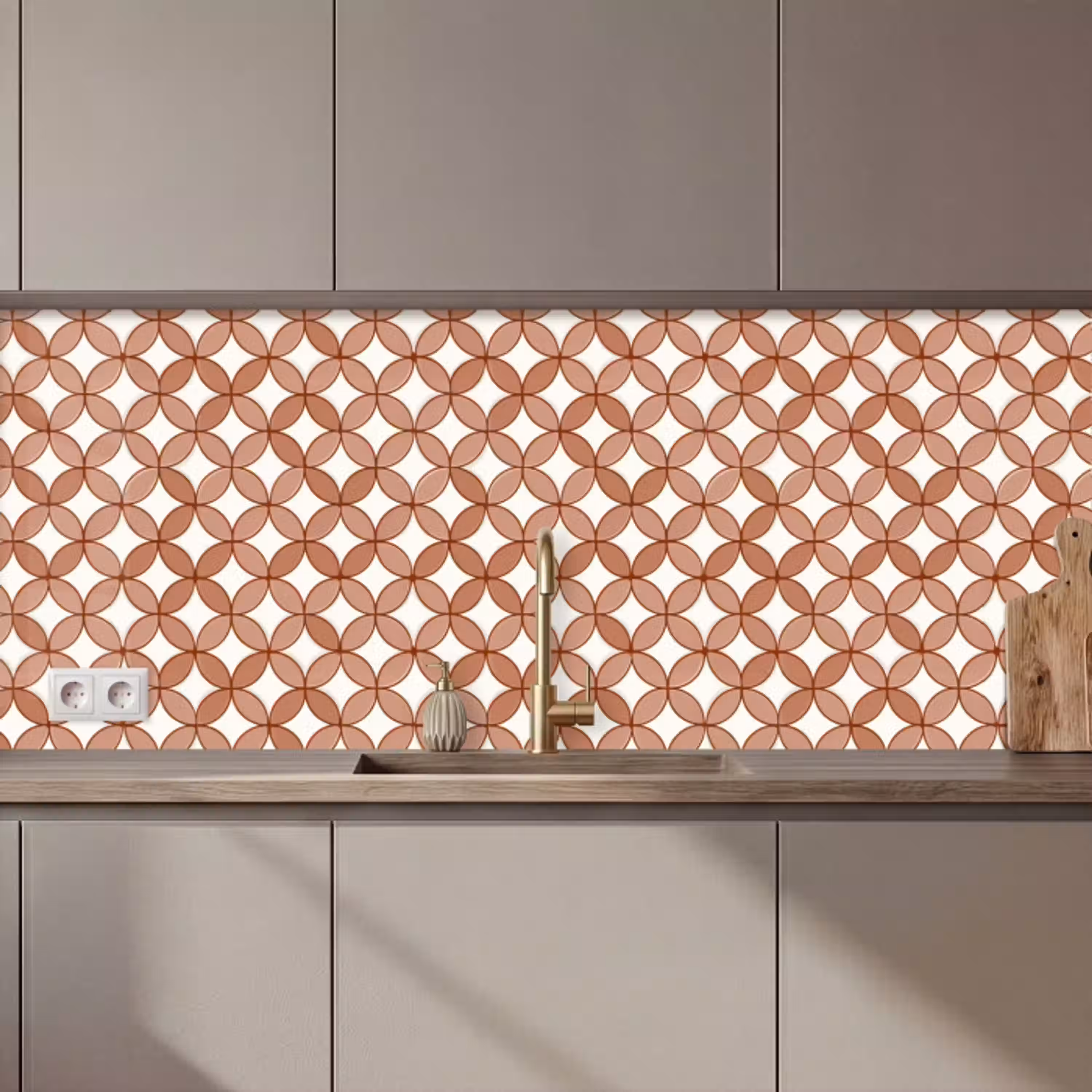 Geometrisch - Cirkels - Modern - Terracotta keuken achterwand 2 middel 871 zz_3dshopping