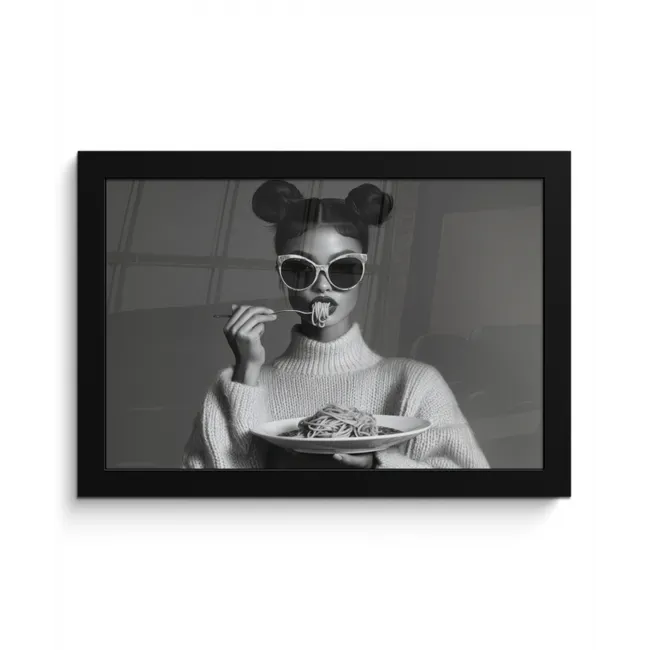 Vrouw - Pasta - Zonnebril fotolijst zwart zonder passe partout klein -3d