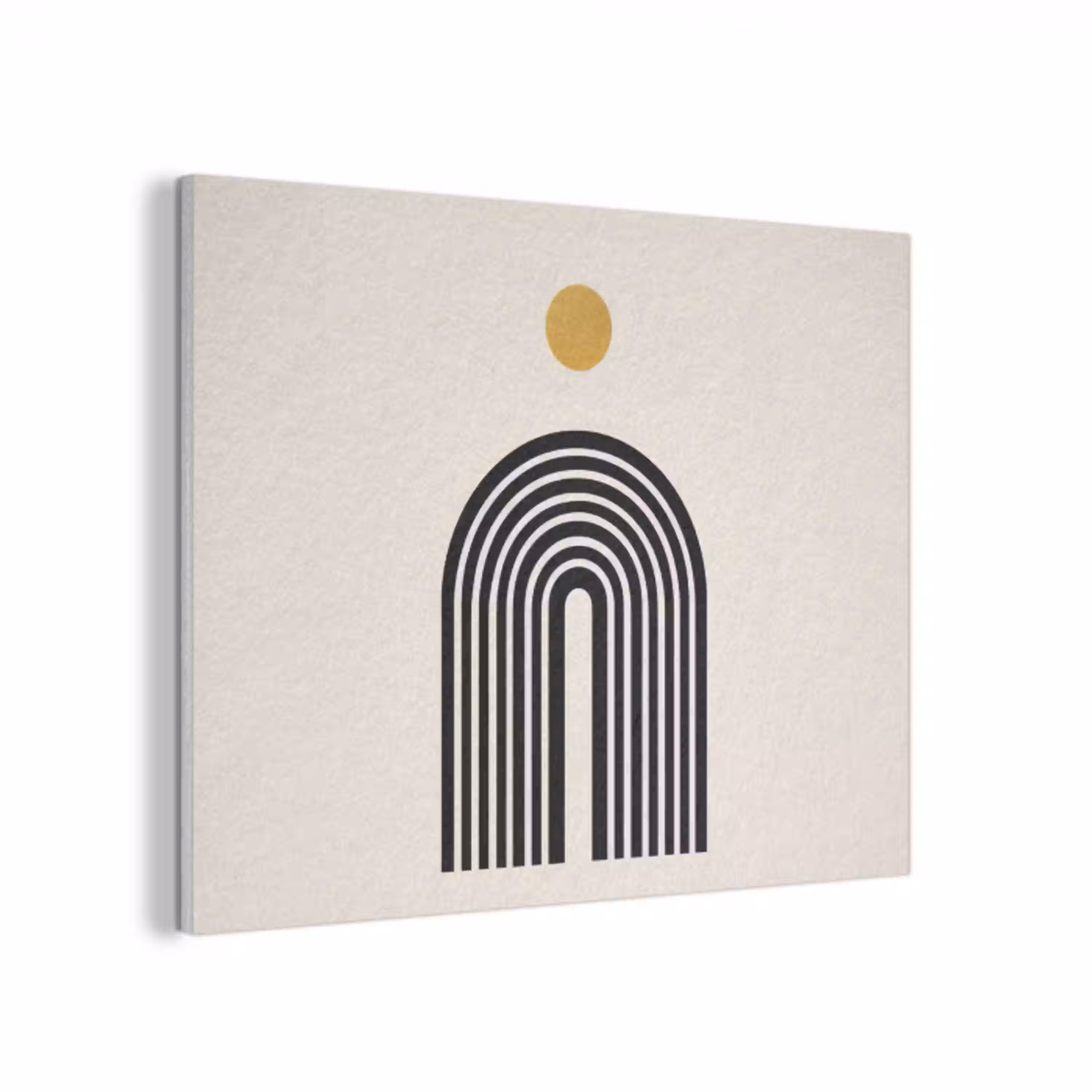 Minimalistisch - Zwarte boog - Gouden cirkel PET vilt klein -3d