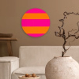 Strepen - Horizontaal - Roze Wandcirkel kunststof plaat 5mm dik klein 188 -sfeer1
