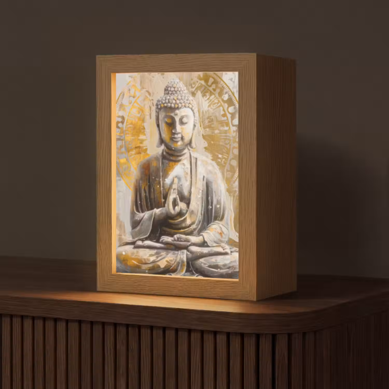 Tafellamp - Boeddha - Bloem - Lotus - Wit - Goud - Zen