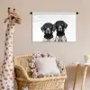 Honden - Bivakmuts - Zwart - wit Wandkleed katoen klein -wsfeer5_kind
