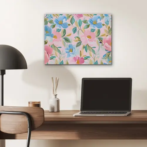 Blauw - Roze - Bloemen PET vilt klein -sfeer5