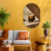 Glas - Ijskoffie - Schaduw - Bruin Wandcirkel Ovaal Glas middel -sfeer4