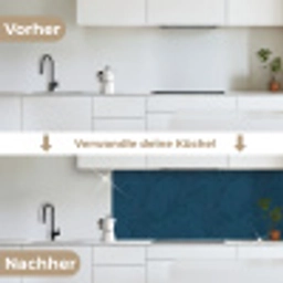 Abstract - Patroon - Donkerblauw - Elegant keuken achterwand 2 middel 871 -voor-na_DE