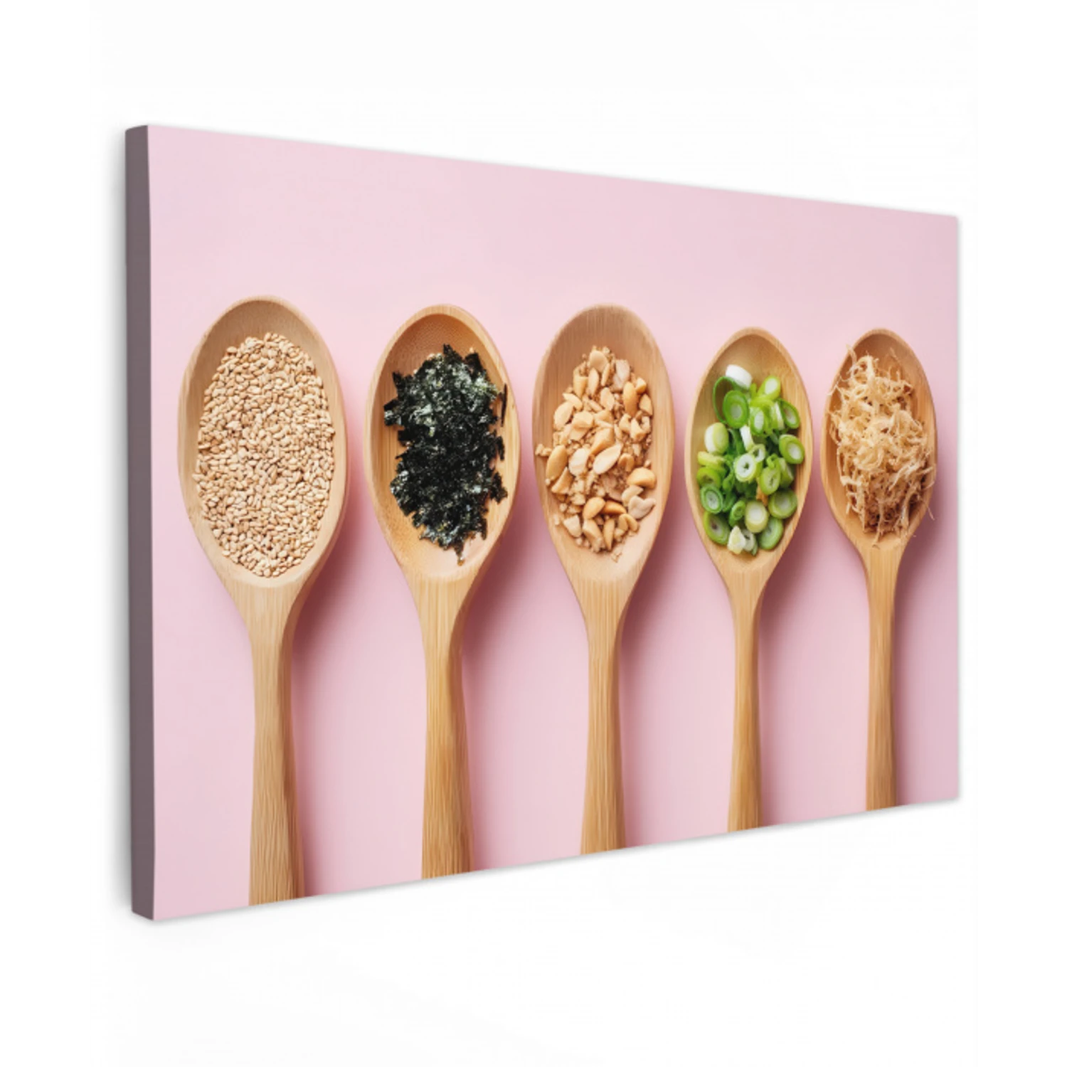 Ingrediënten - Lepels - Hout - Roze canvas 2cm klein -z3d