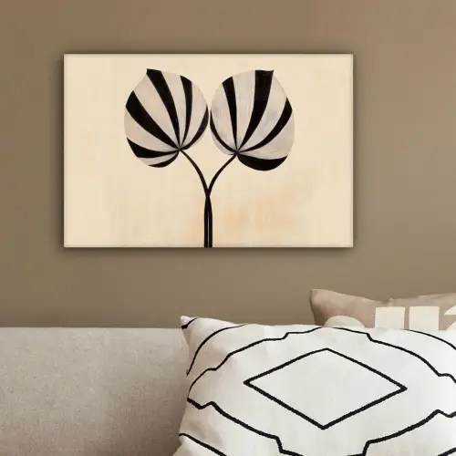 Bladeren - Gestreept - Stengel - Beige canvas 2cm klein -sfeer3