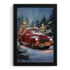 Kersttruck - Sneeuwbos - Rood fotolijst zwart zonder passe partout klein -3d